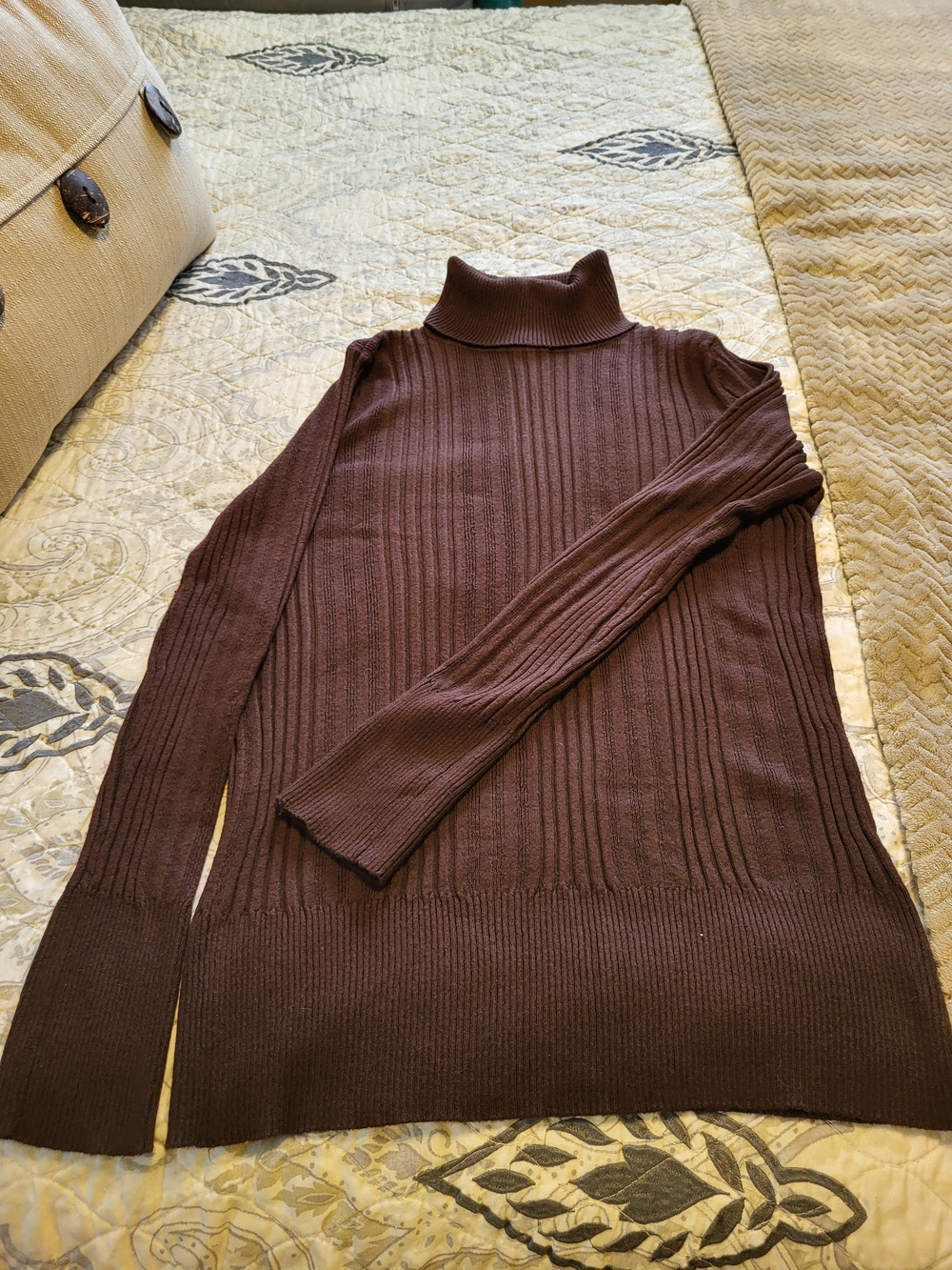 Relativity Brown Ribbed Turtleneck Sweater